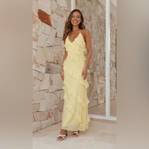 Billy J Sophia Maxi Dress - Lemon - Size 8(US)